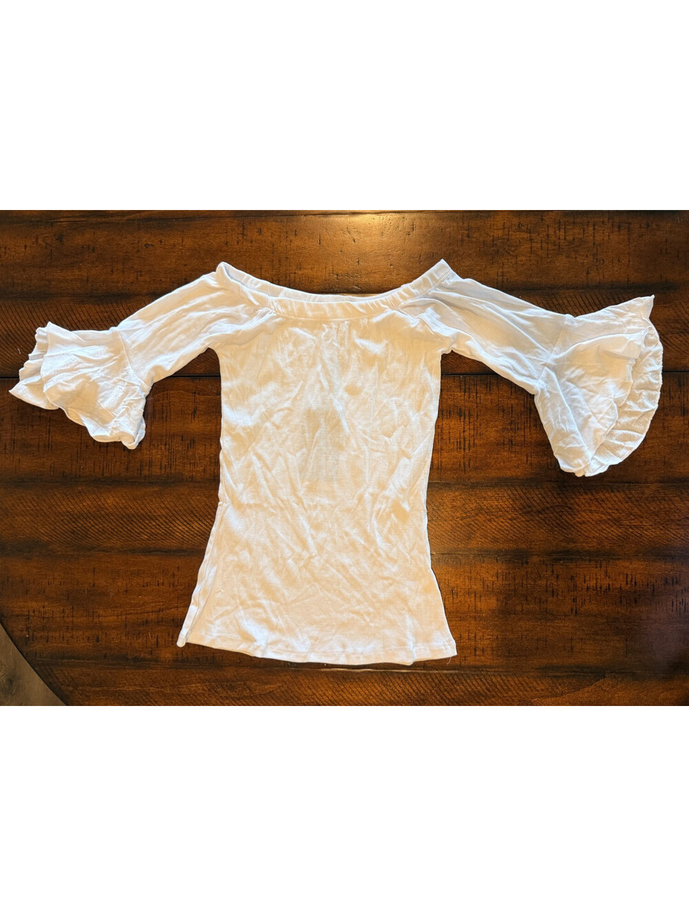 Chaser NWT Womens Small White Cold Shoulder Ruffle Bell Sleeve Top 100% Cotton